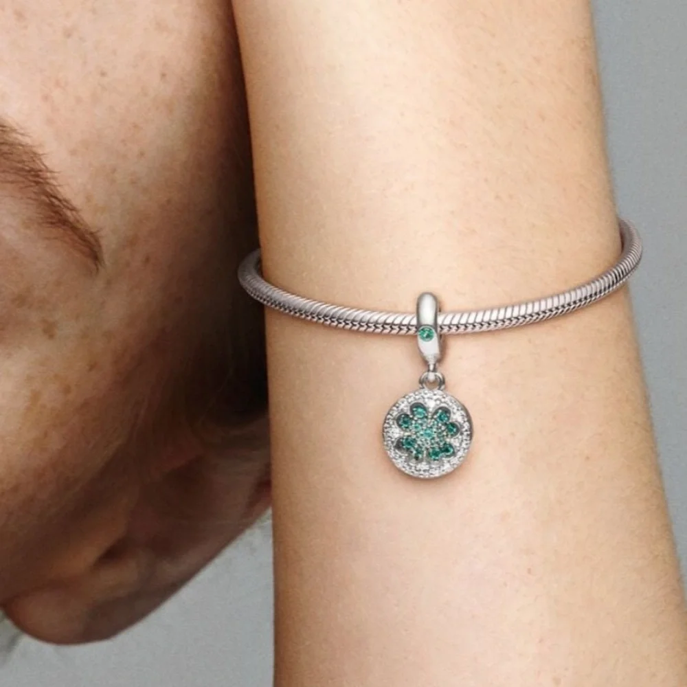 NWOT Lucky Four Leaf Clover Dangle Charm Sterling Silver 925 - Picture 5 of 15